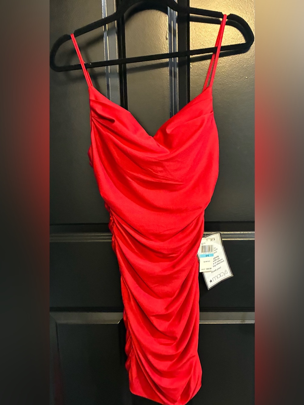 Brand New Red Draped Slip Dress with Cowl Neck. Sz 5/6